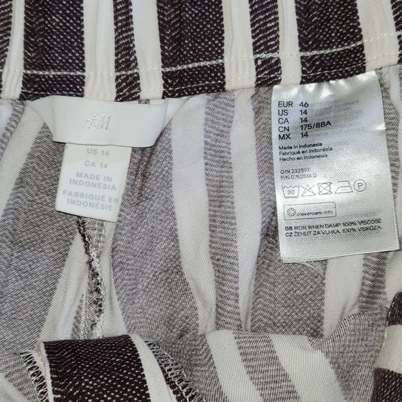 H&M | Brown Stripe Wide Leg Capri. Sz. 14 - Picture 8 of 9